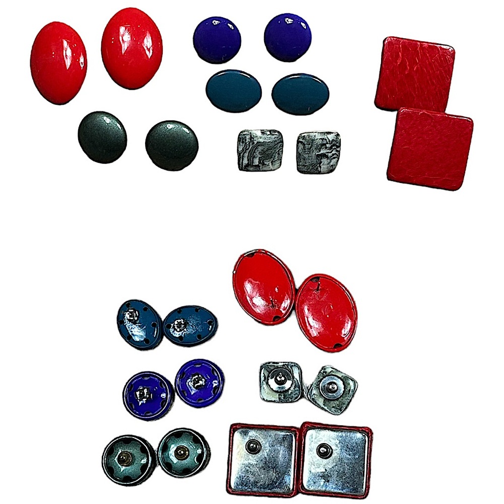 Vintage Multi-color Stud Earrings - Set of 6 Pairs - Picture 1 of 11